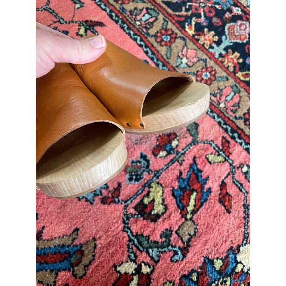 Madewell Evelyn Swedish Clogs 7.5 Women's Tan leather Wooden - Picture 10 of 12